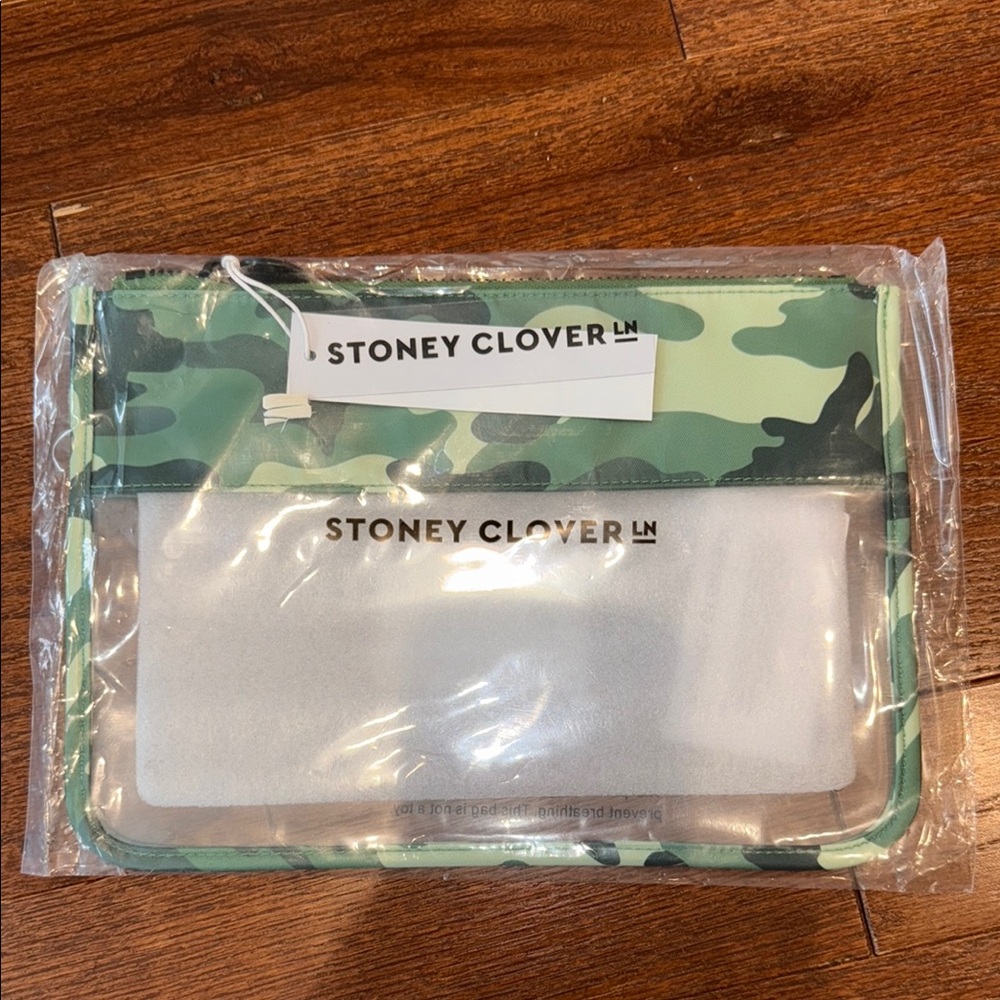 NWT Stoney Clover Lane Green Camo Clear Pouch